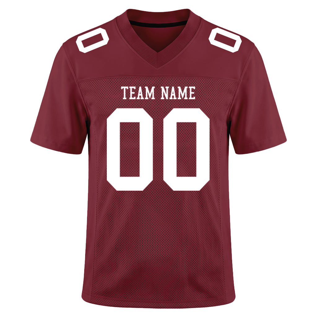 Custom Burgundy White Mesh Football Jersey