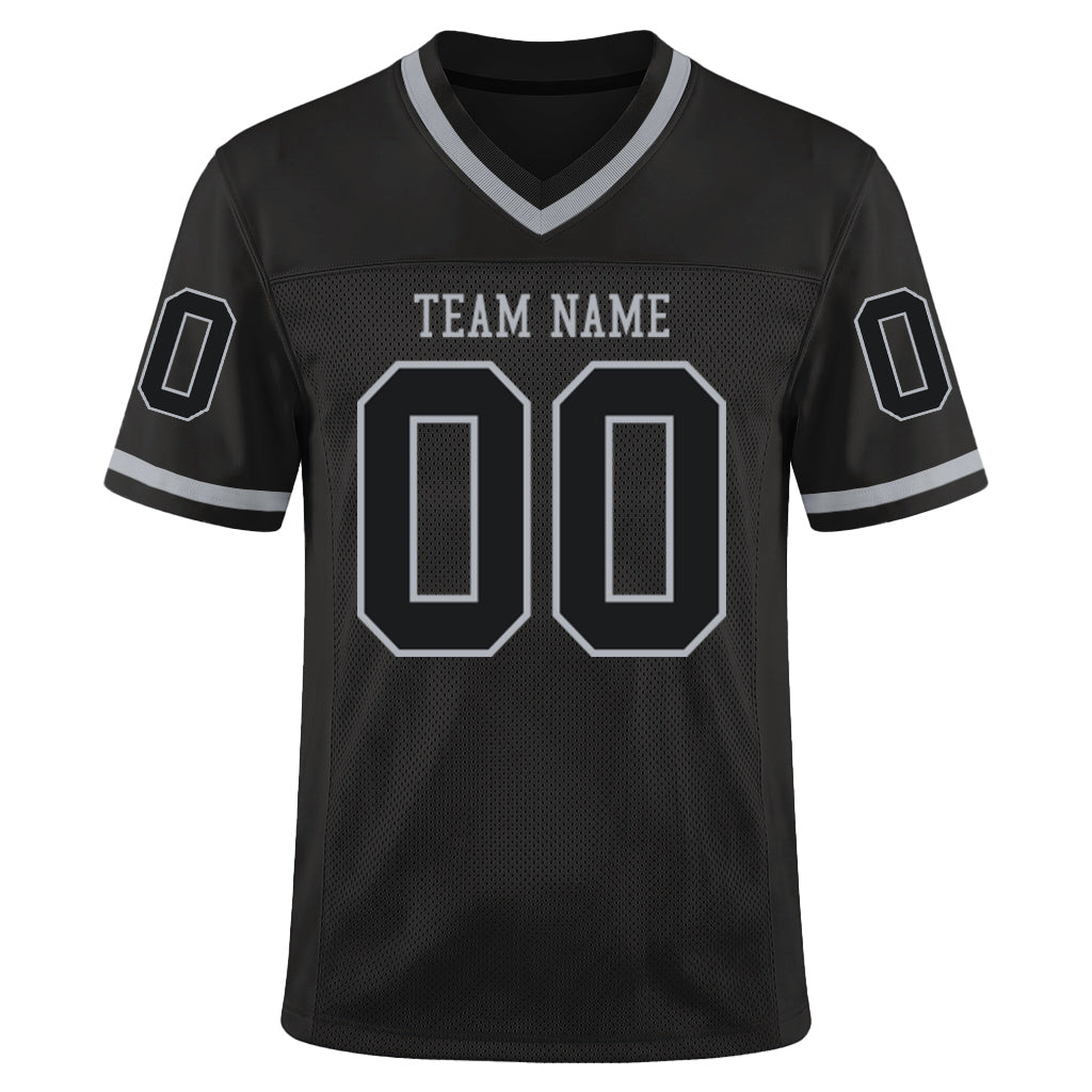 Custom Black Gray Mesh Throwback Mesh Football Jersey
