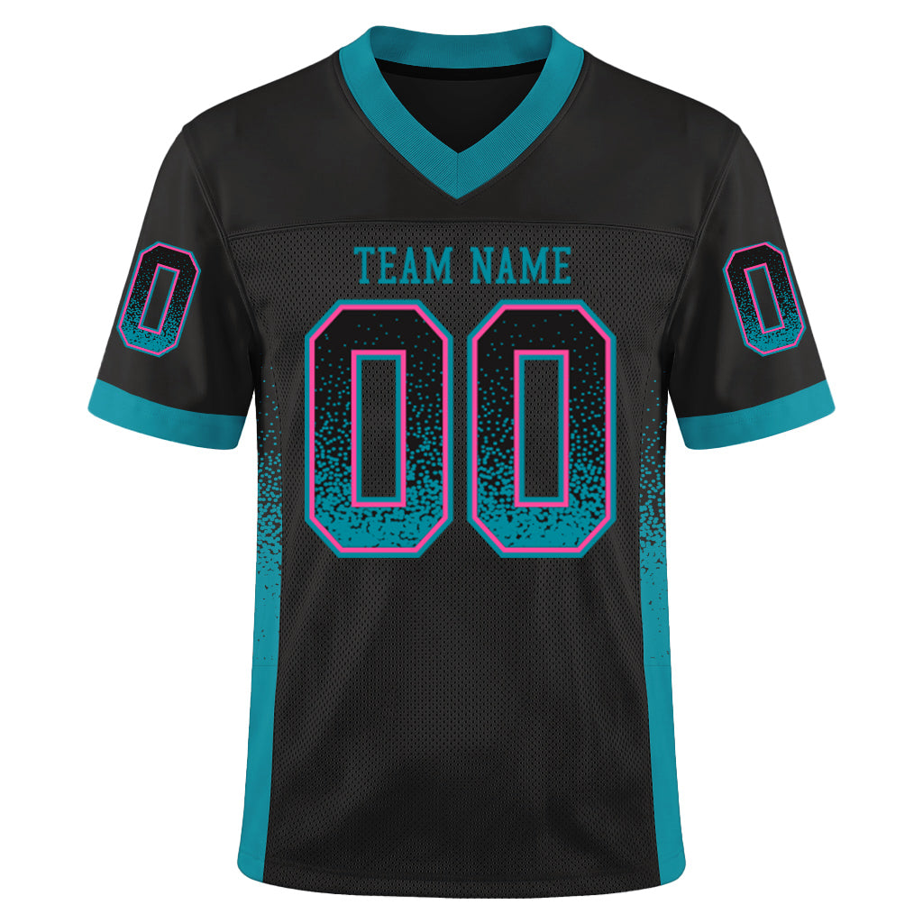 Custom Black Teal-Pink Mesh Drift Fashion Mesh Football Jersey