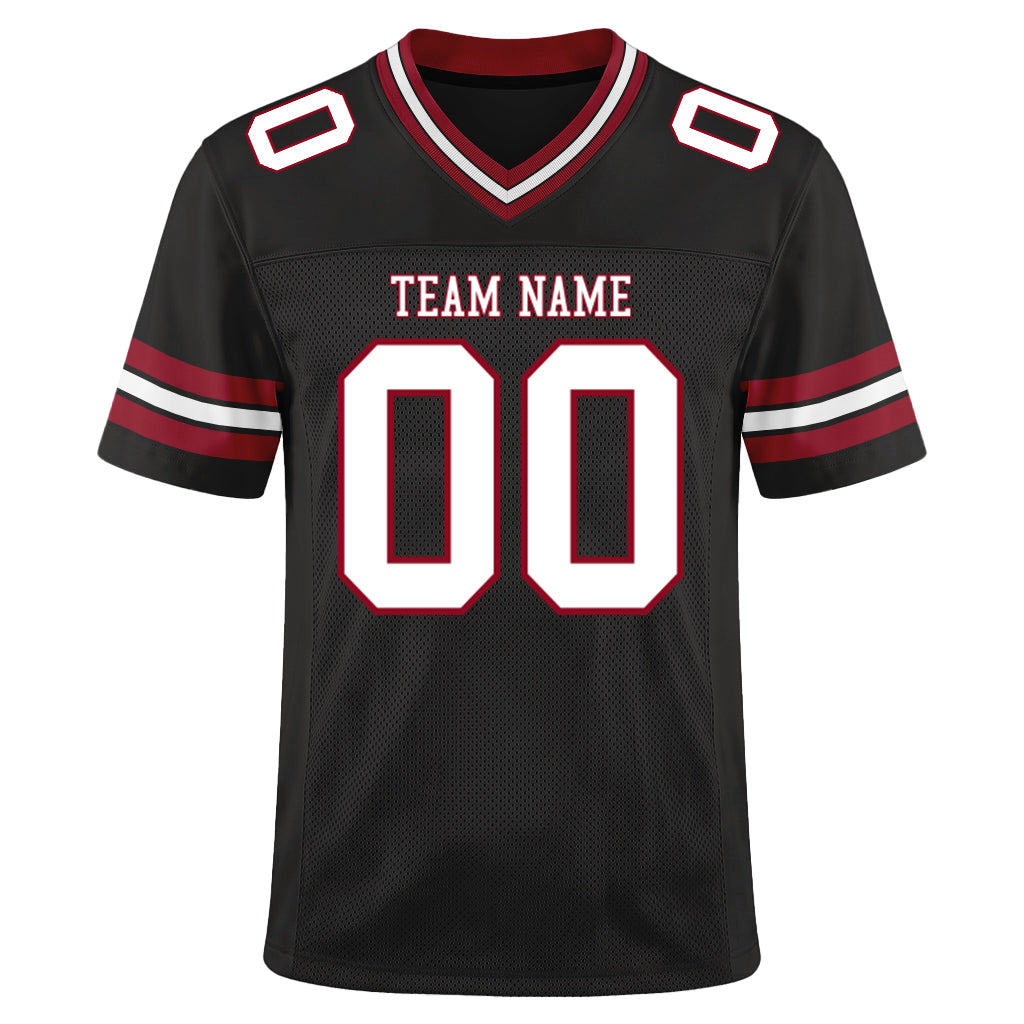Custom Black White-Cardinal Custom Name Mesh Football Jersey