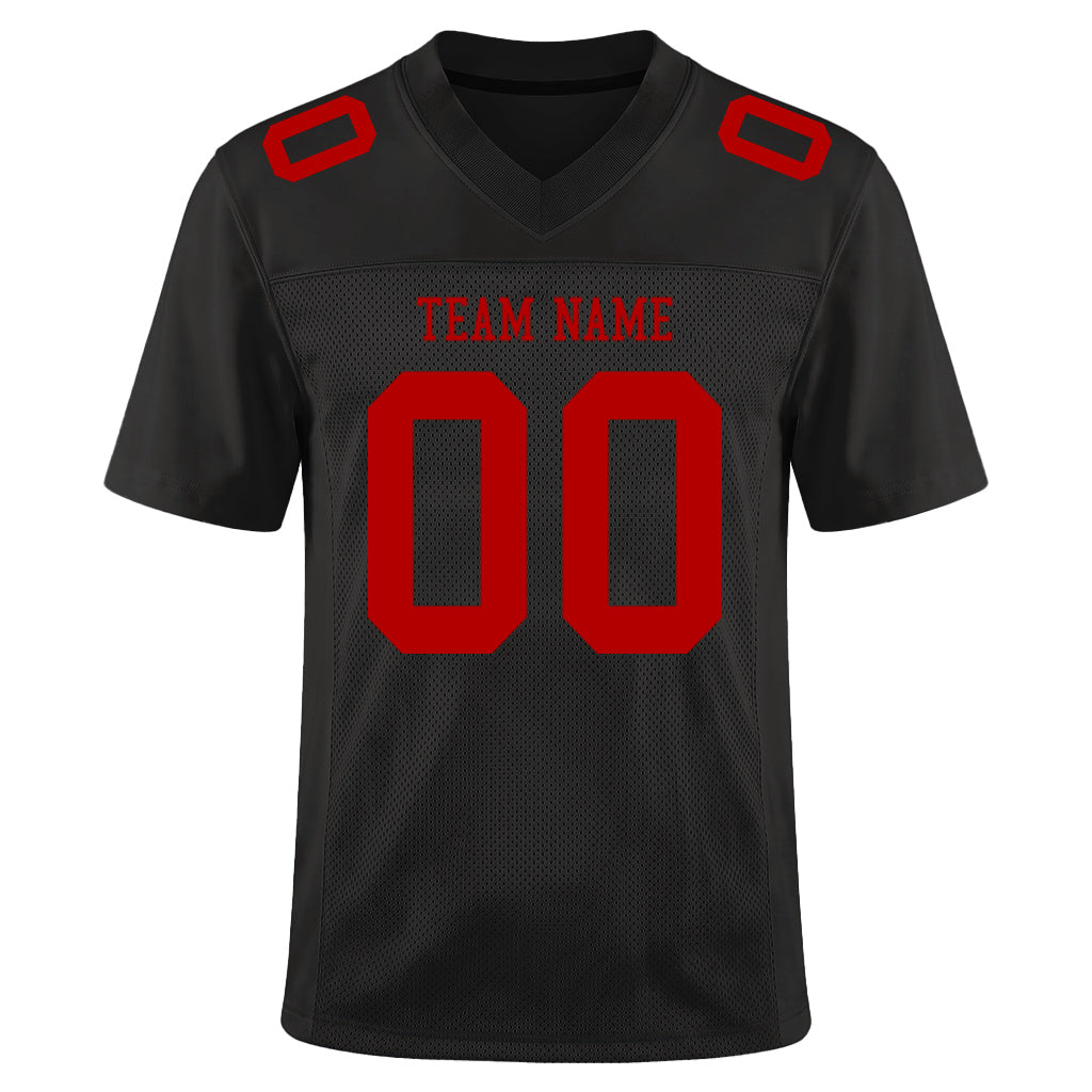 Custom Black Red Mesh Football Jersey