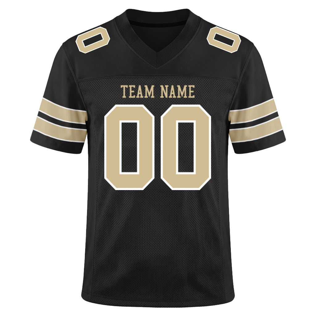 Custom Black Vegas Gold-White Custom Name Mesh Football Jersey