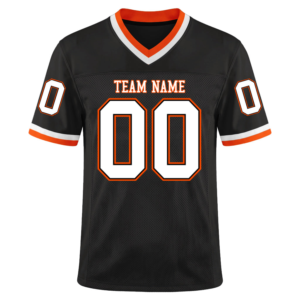 Custom Black White-Orange Mesh Throwback Mesh Football Jersey