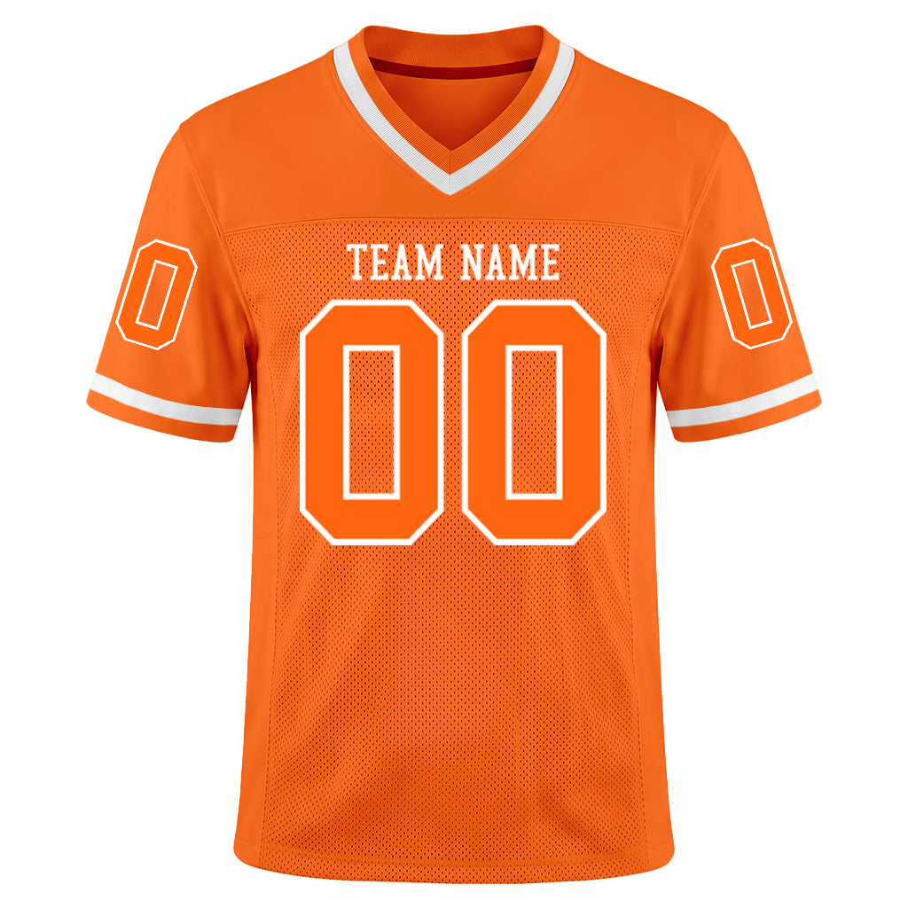 Custom Orange White Mesh Football Jersey
