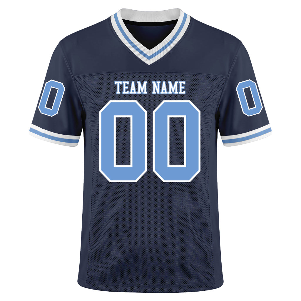 Custom Navy Light Blue-White Mesh Throwback Football Jersey For Men & Women