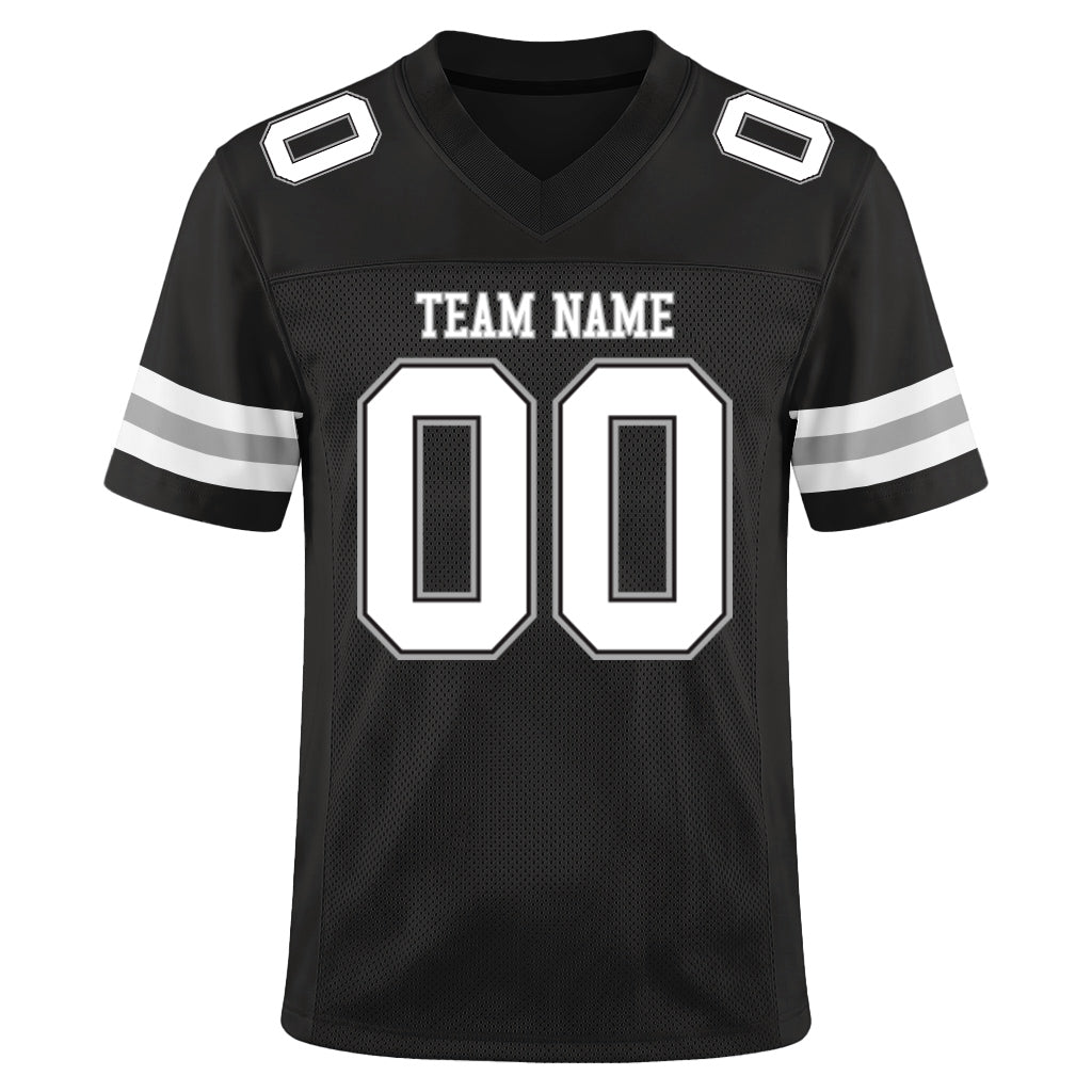 Custom Black White-Silver Mesh Football Jersey