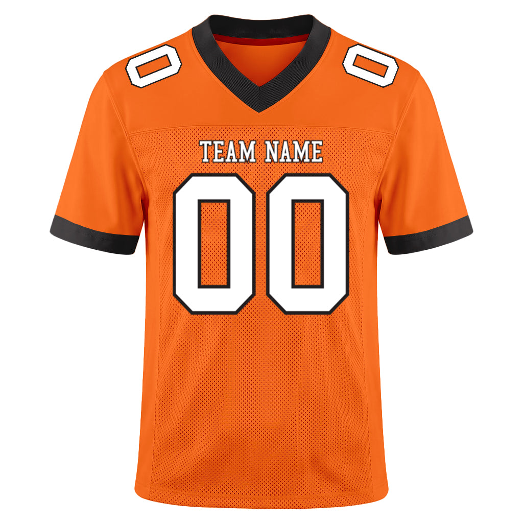 Custom Orange White-Black Mesh Football Jersey