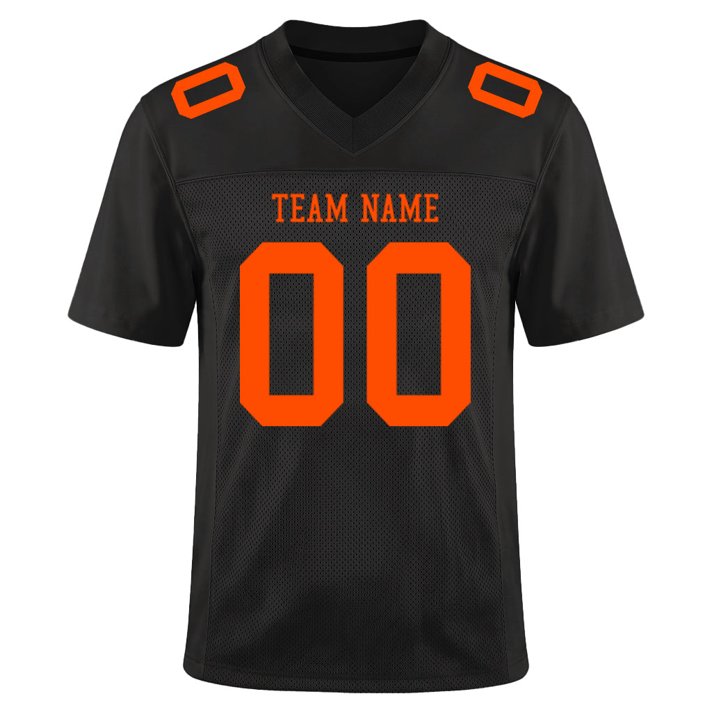 Custom Black Orange Mesh Football Jersey