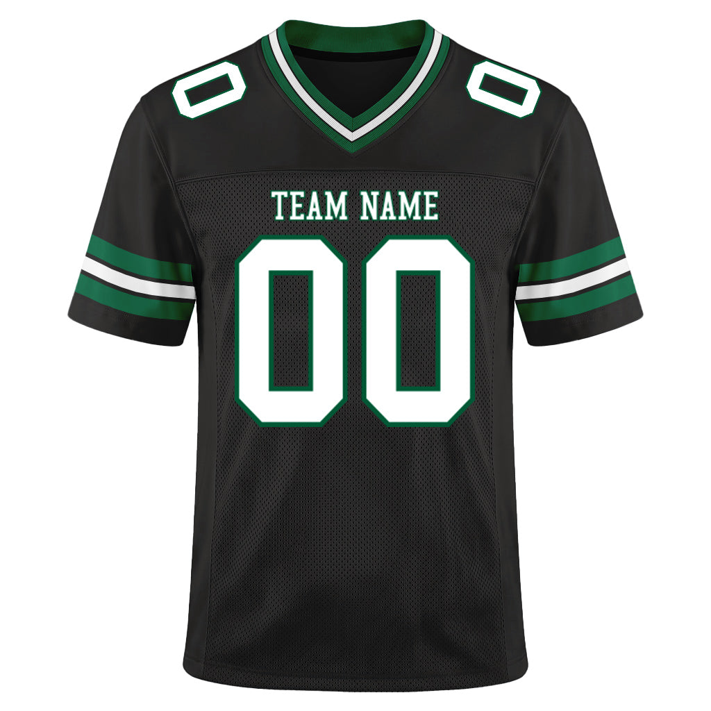 Custom Black White-Kelly Green Mesh Football Jersey