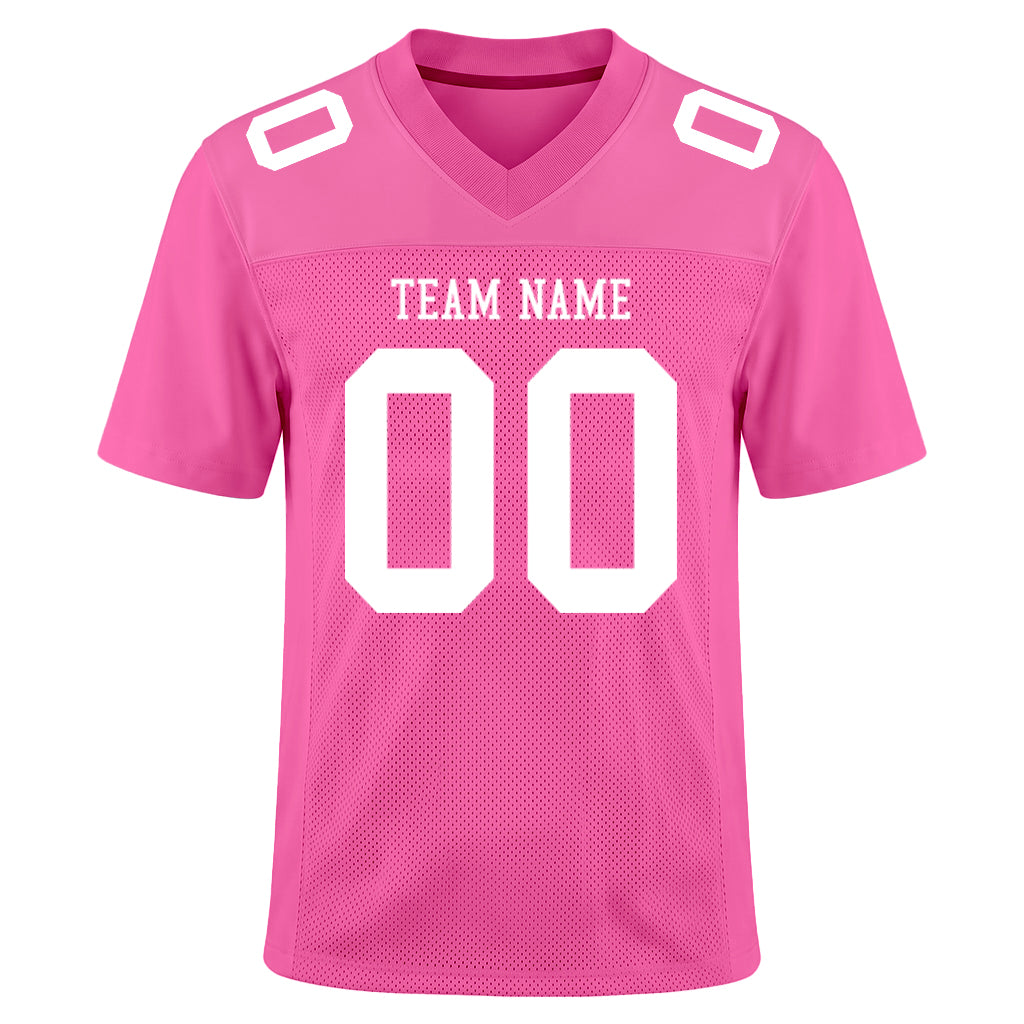Custom Pink White Mesh Football Jersey