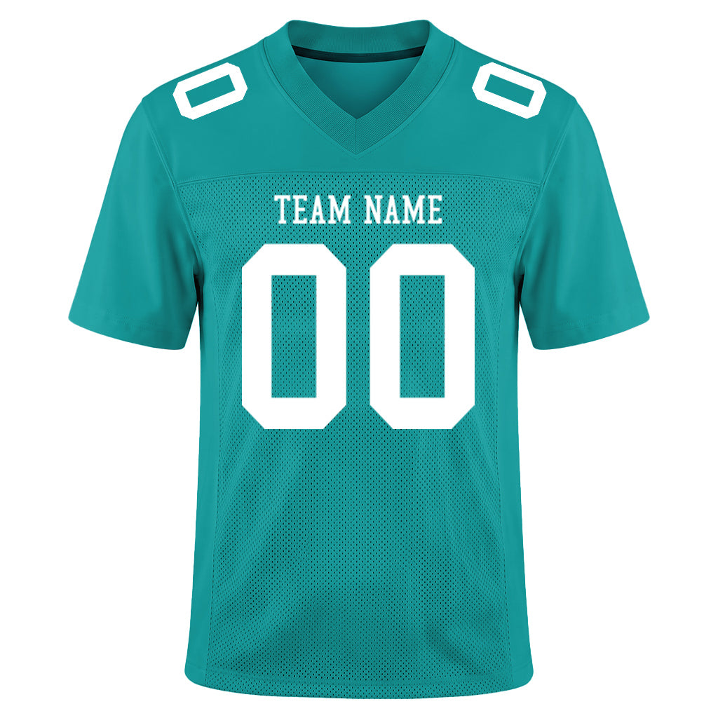 Custom Aqua White Mesh Football Jersey