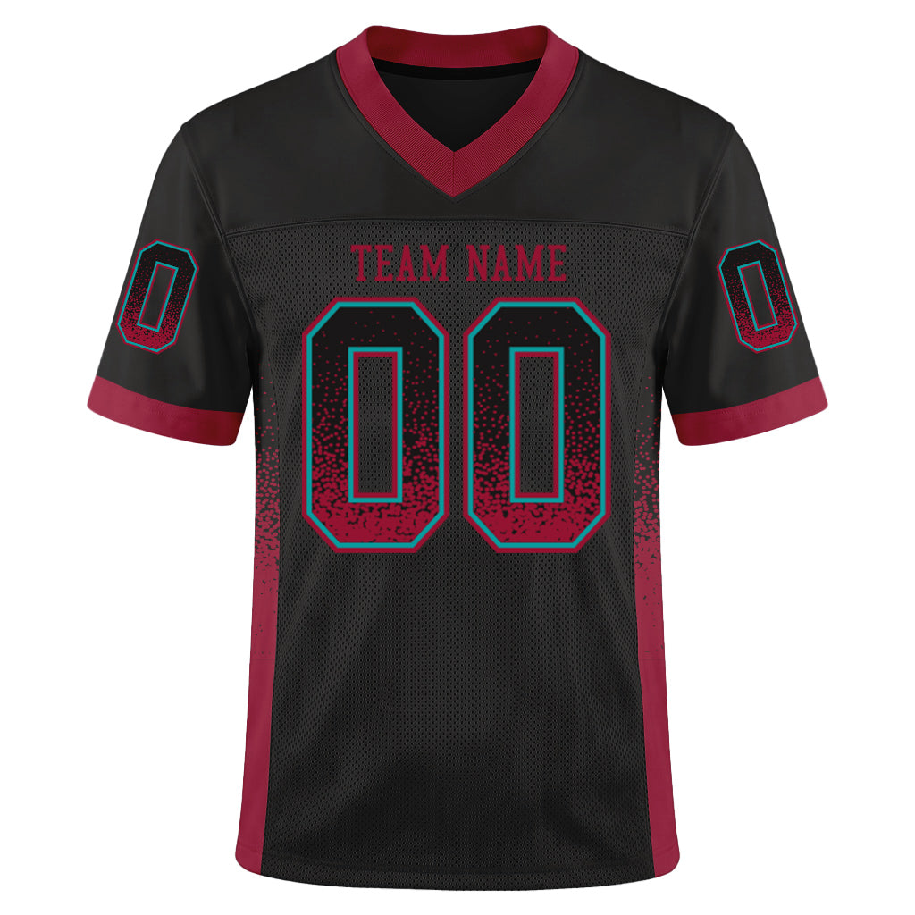 Custom Black Crimson-Teal Mesh Drift Fashion Mesh Football Jersey