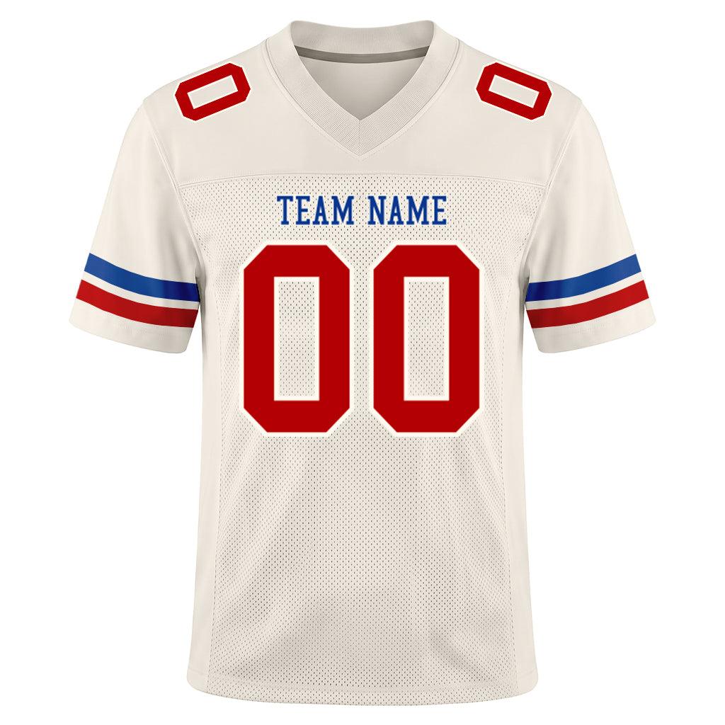 Custom Cream Red-Royal Football Jersey