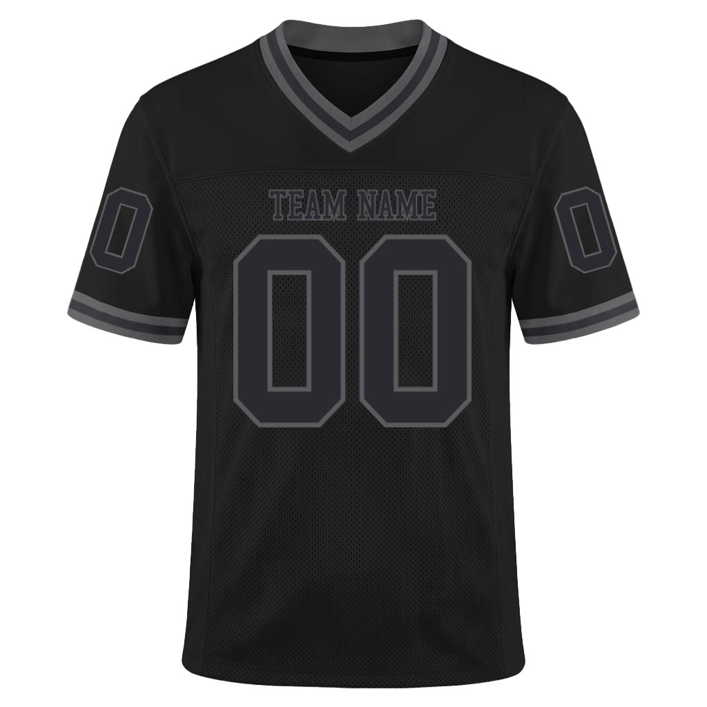 Custom Black Steel Gray Mesh Football Jersey