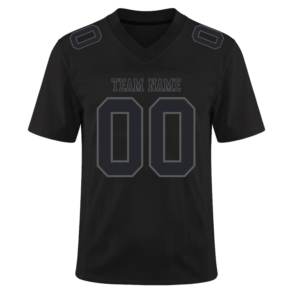 Custom Black Steel Gray Mesh Football Jersey