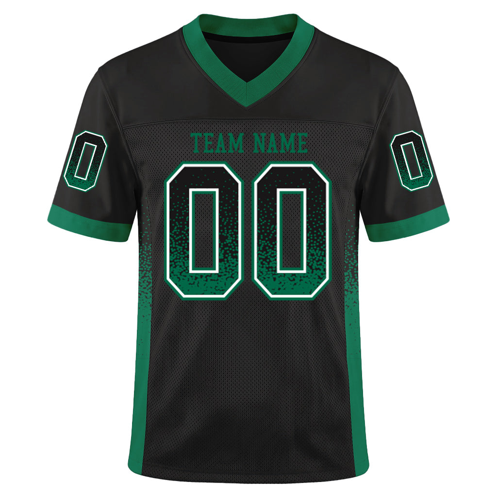 Custom Black Kelly Green-White Mesh Drift Fashion Mesh Football Jersey