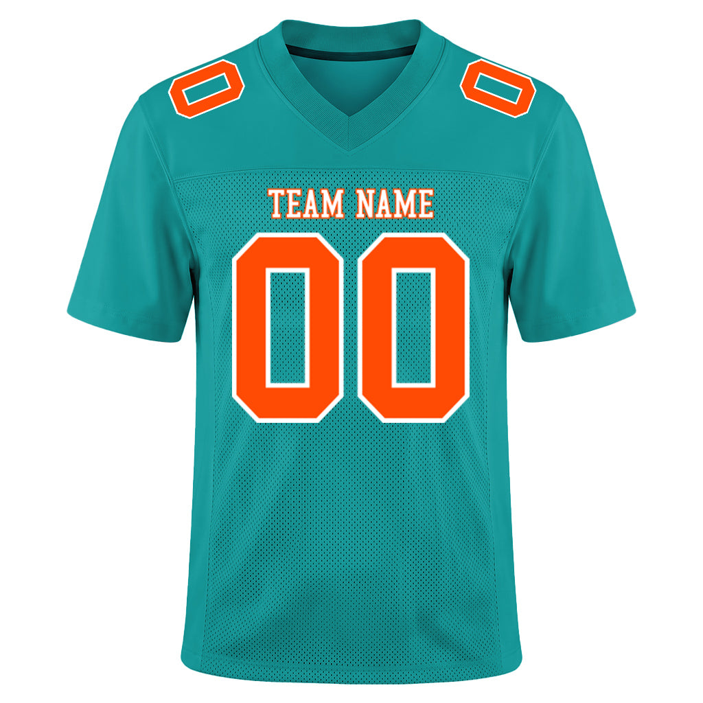 Custom Aqua Orange-White Football Jersey