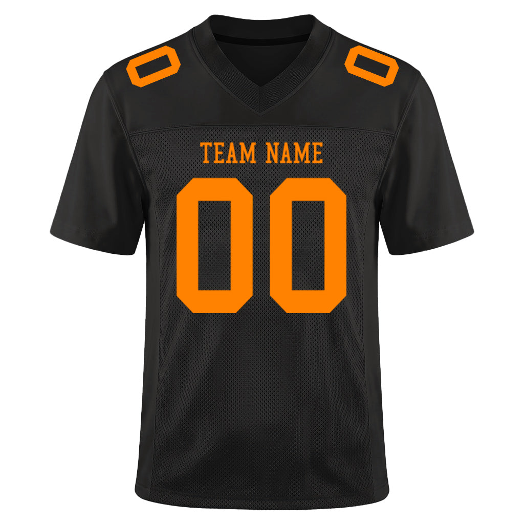 Custom Black Bay Orange Mesh Football Jersey