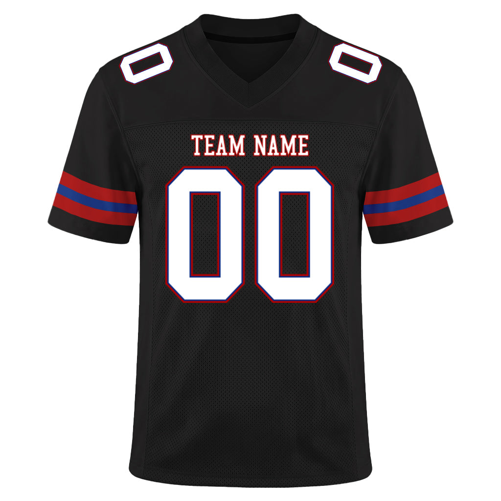 Custom Black White-Red Mesh Football Jersey