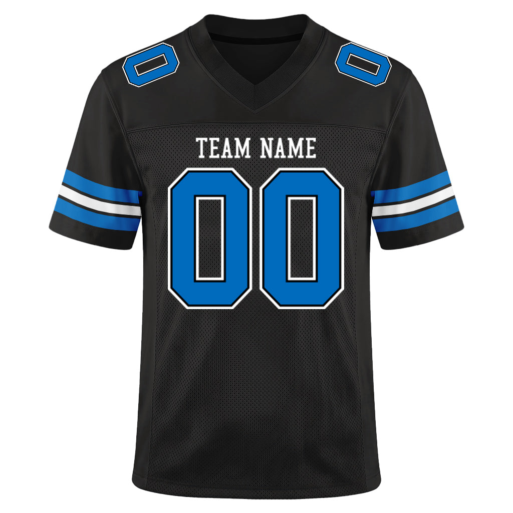 Custom Black Panther Blue-White Custom Name Mesh Football Jersey