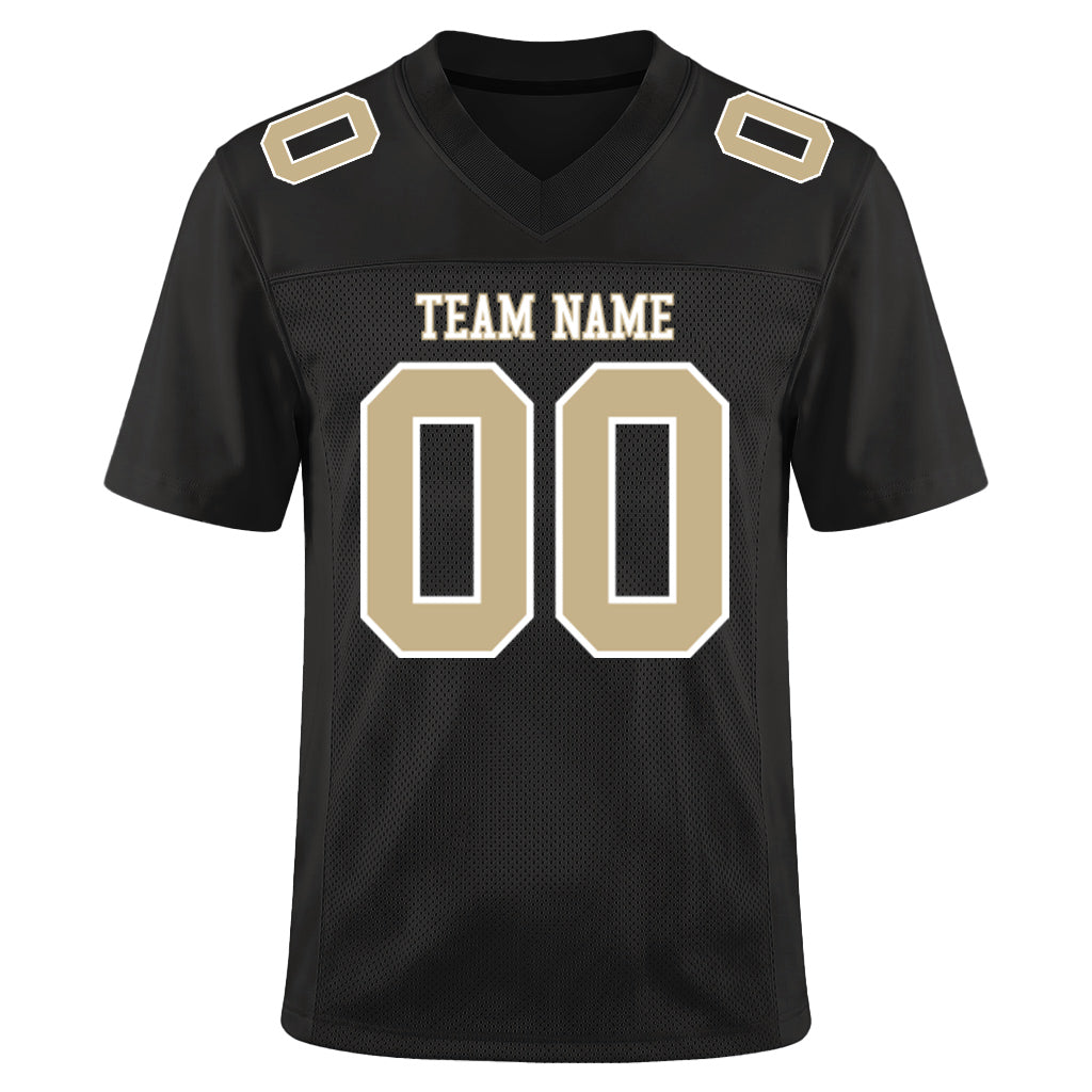 Custom Black Vegas Gold-White Custom Name Mesh Football Jersey