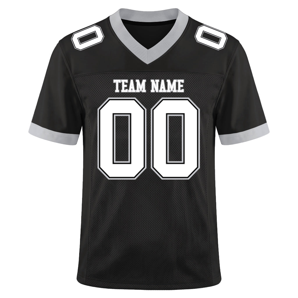 Custom Black White-Gray Custom Name Mesh Football Jersey