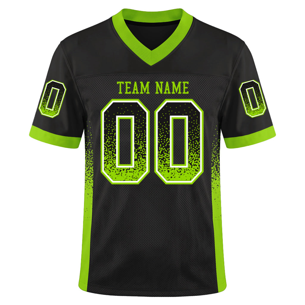 Custom Black Neon Green-White Mesh Drift Fashion Mesh Football Jersey