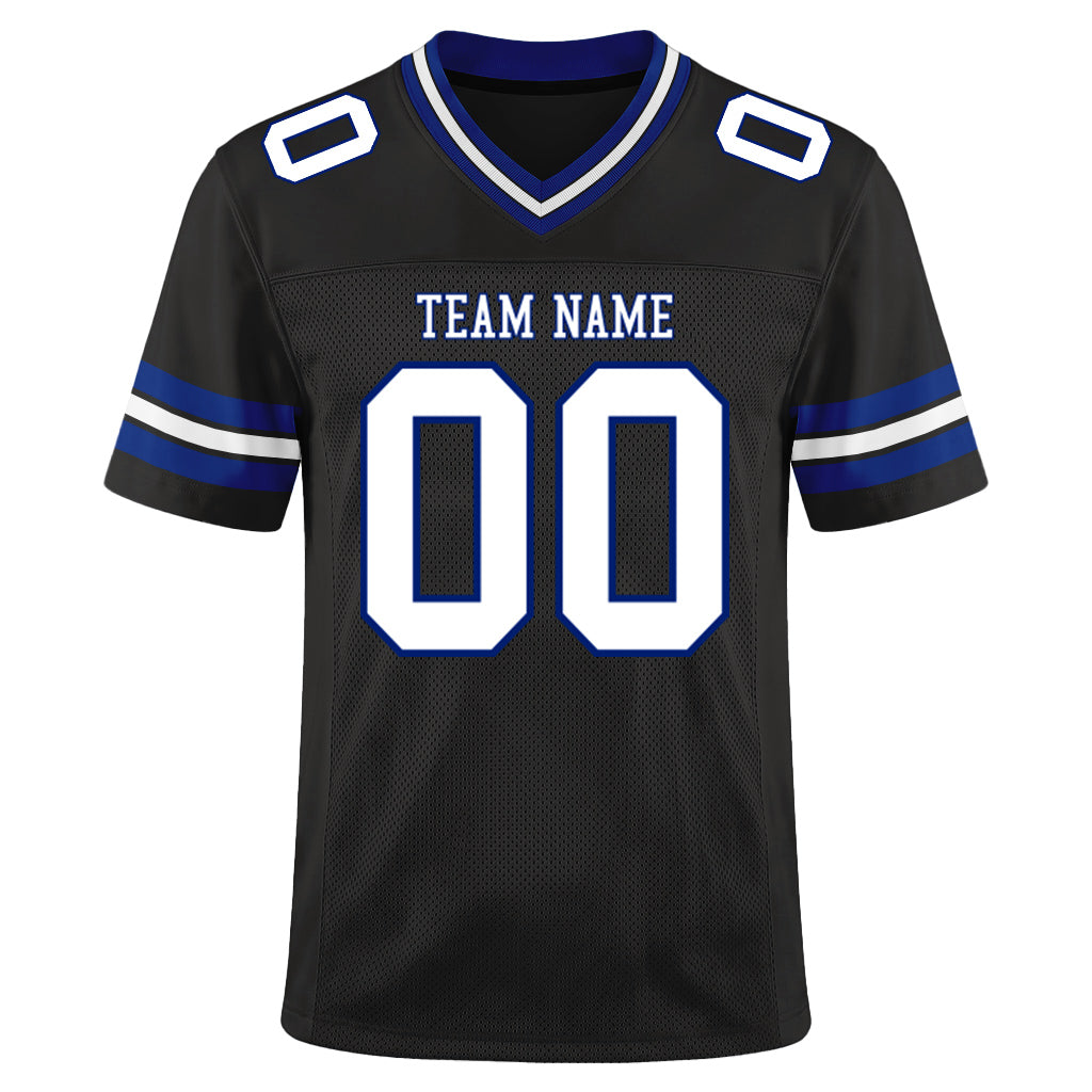 Custom Black White-Royal Mesh Football Jersey