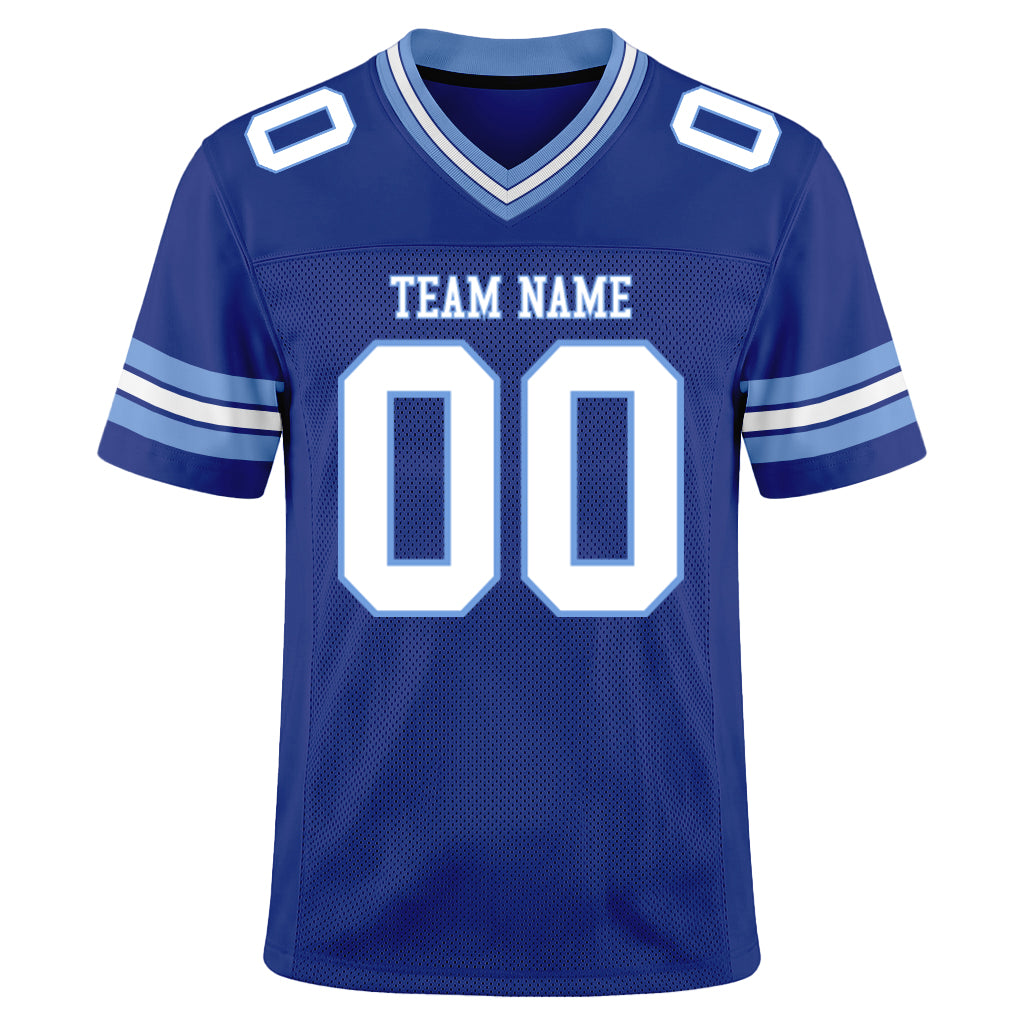 Custom Royal White-Light Blue Mesh Football Jersey