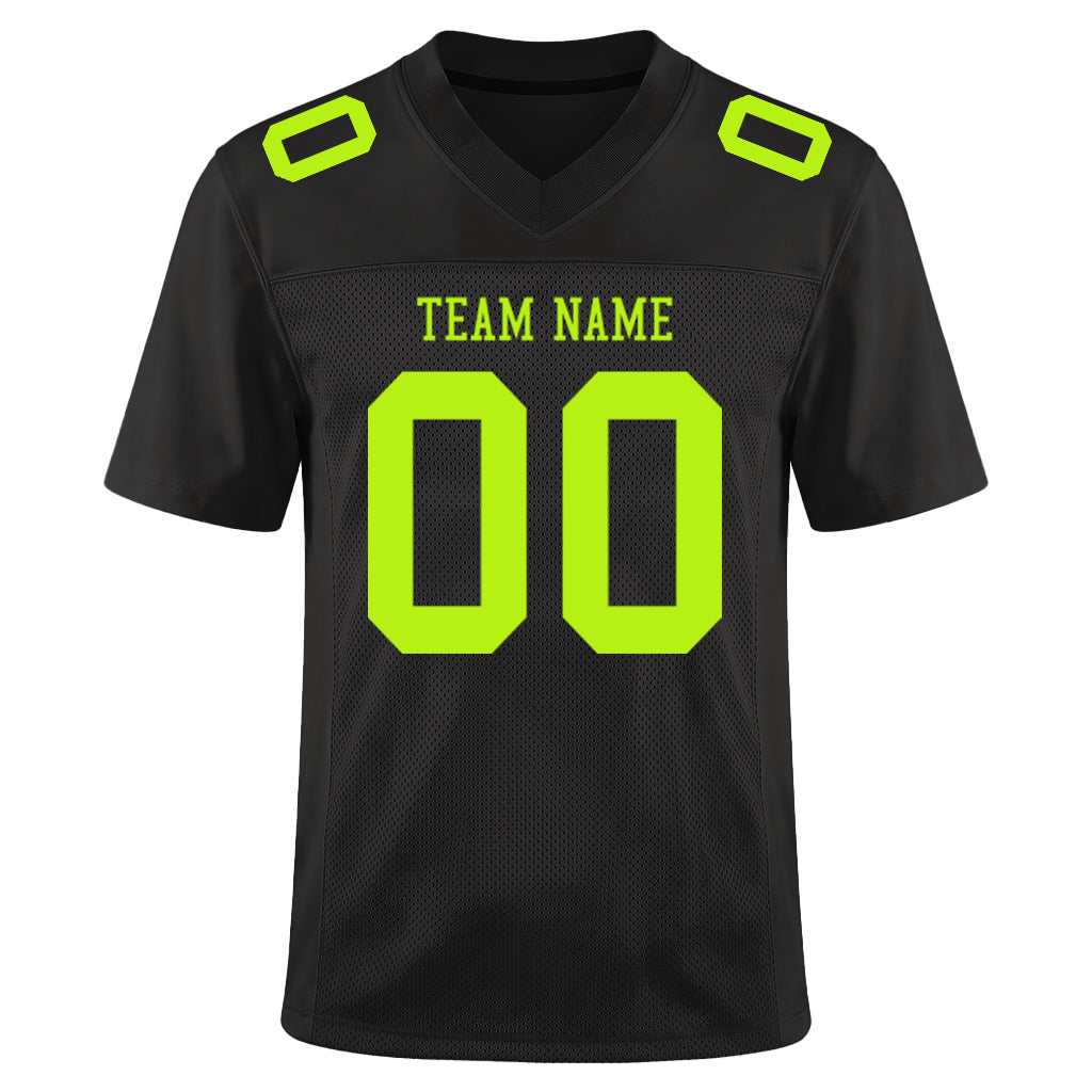 Custom Black Neon Green Mesh Football Jersey