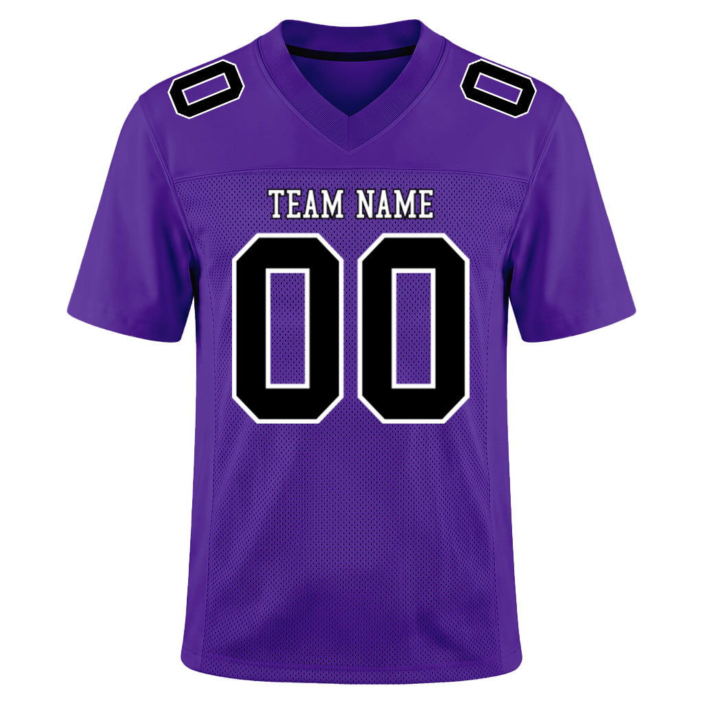 Custom Purple Black-White Mesh Football Jersey