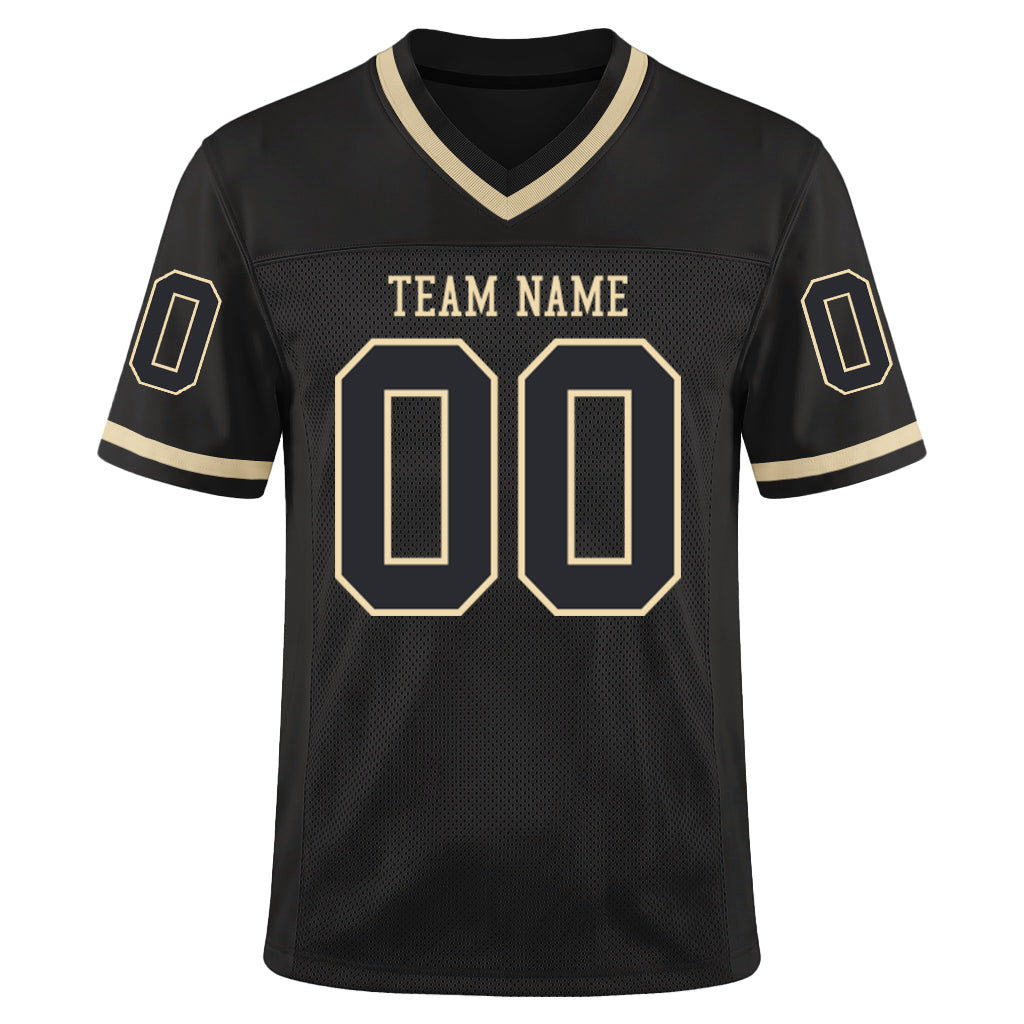 Custom Black Cream Mesh Throwback Mesh Football Jersey