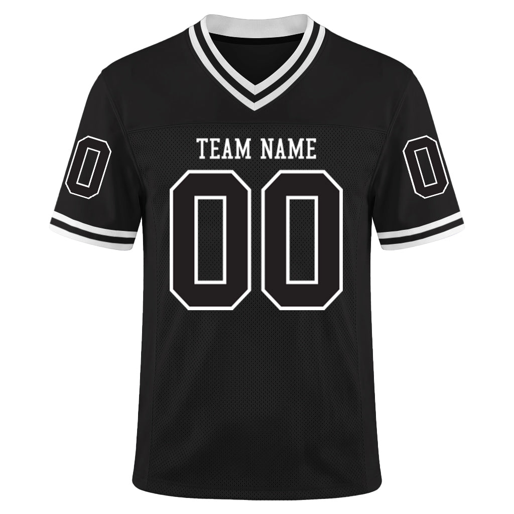 Custom Black White Mesh Football Jersey