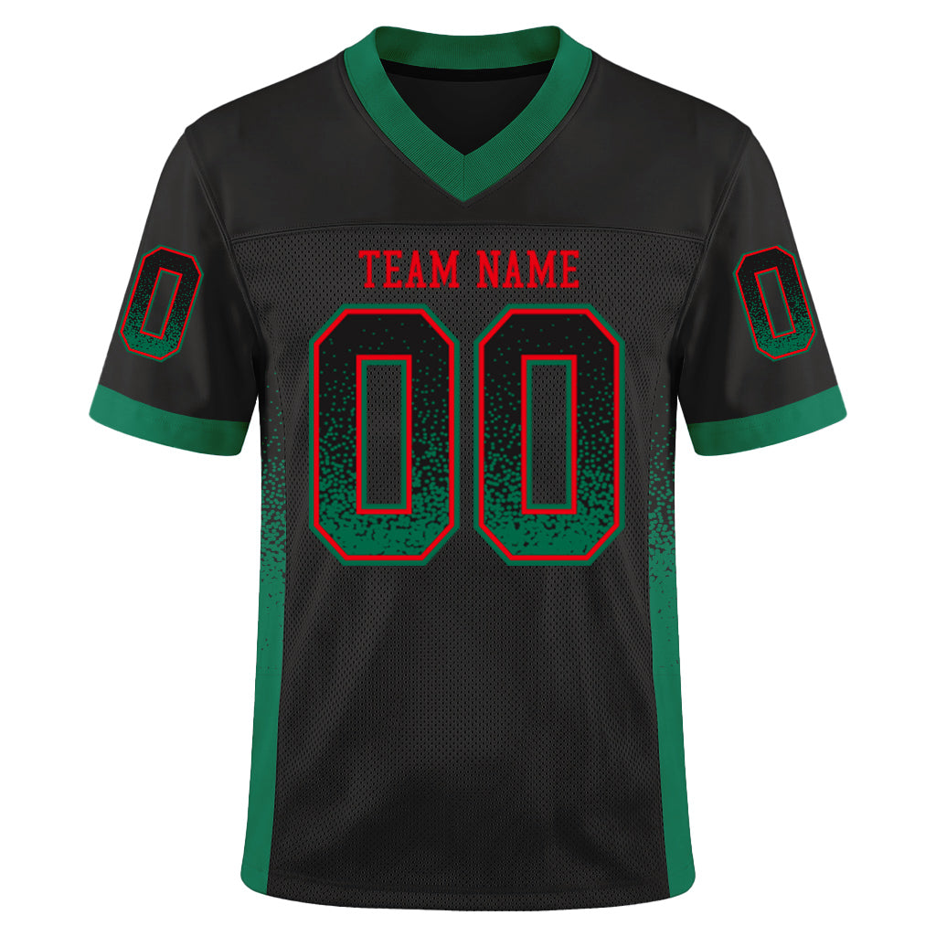 Custom Black Kelly Green-Red Mesh Drift Fashion Mesh Football Jersey