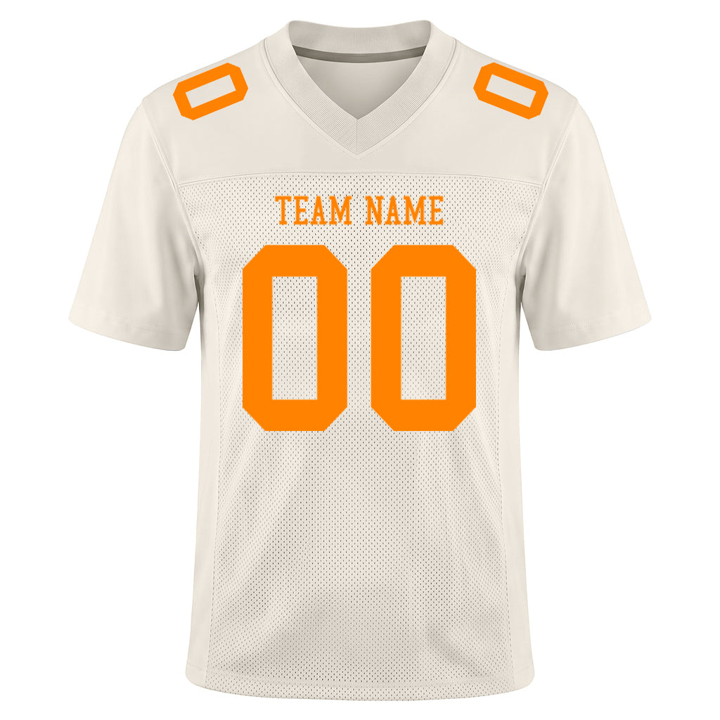 Custom Cream Bay Orange Mesh Football Jersey