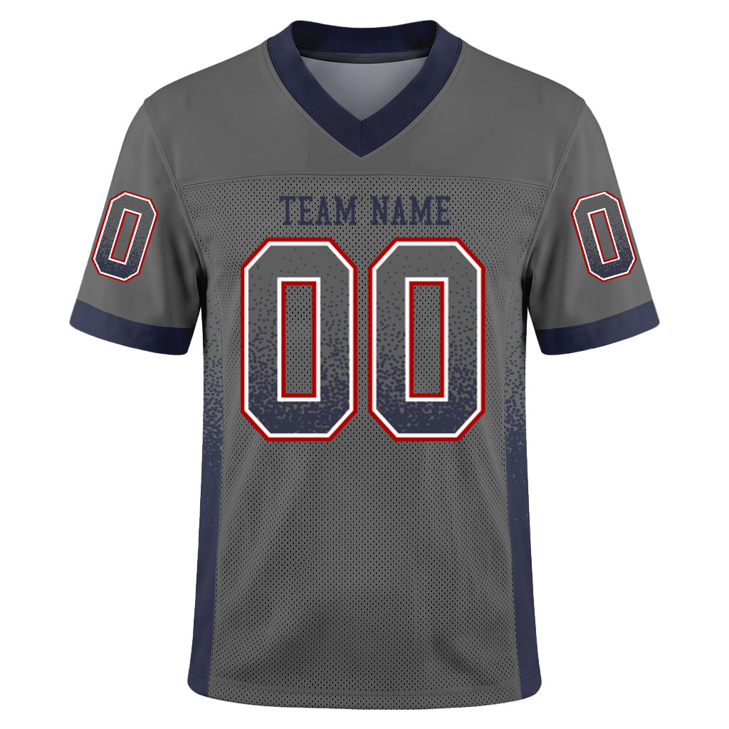 Custom Gray Navy-Red Drift Fashion Mesh Football Jersey