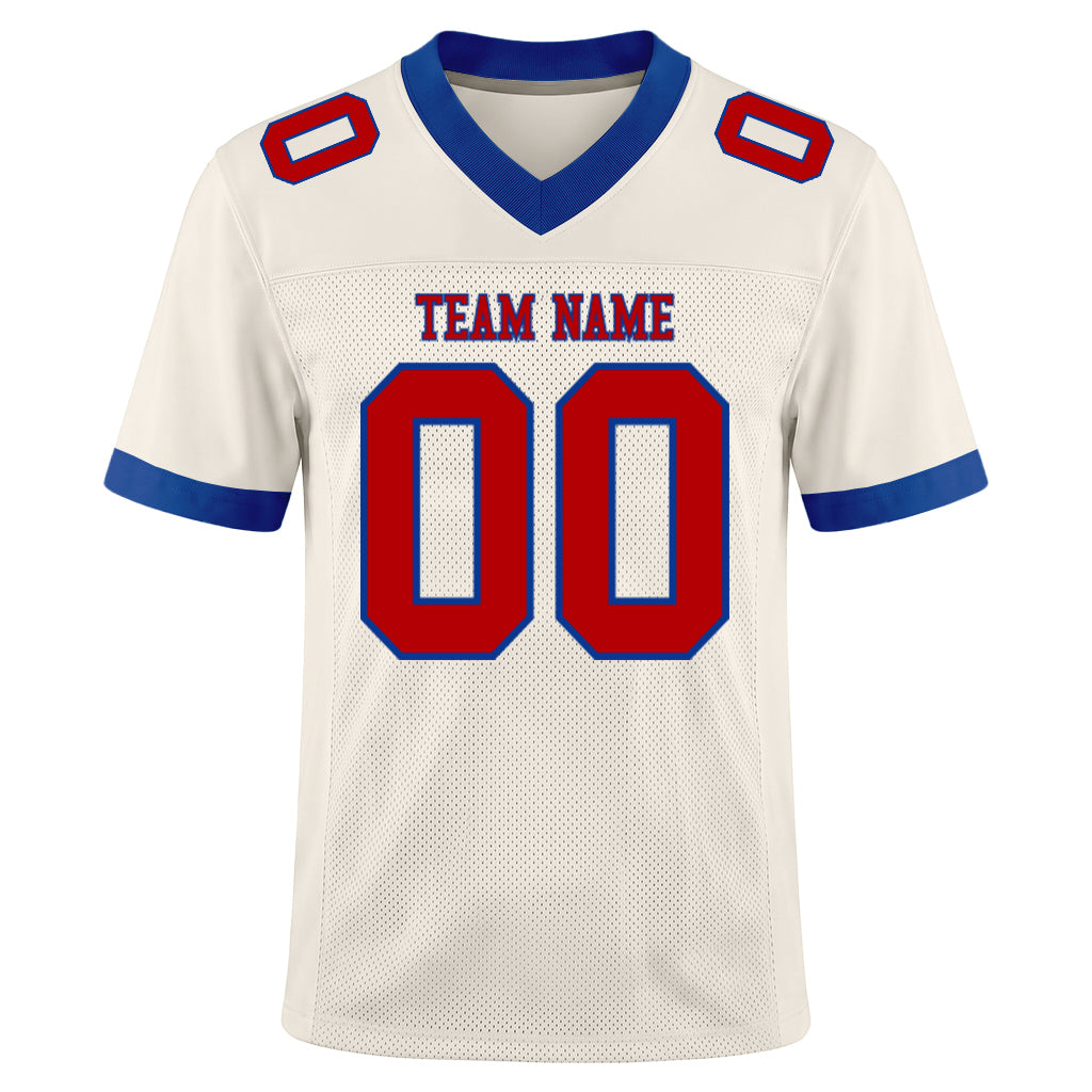 Custom Cream Red-Royal Football Jersey