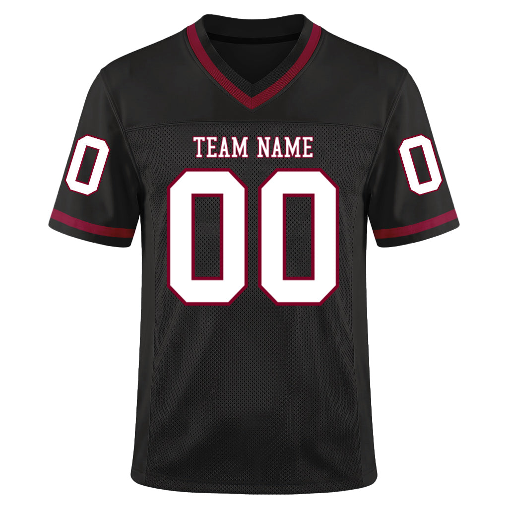 Custom Black White-Maroon Mesh Throwback Mesh Football Jersey