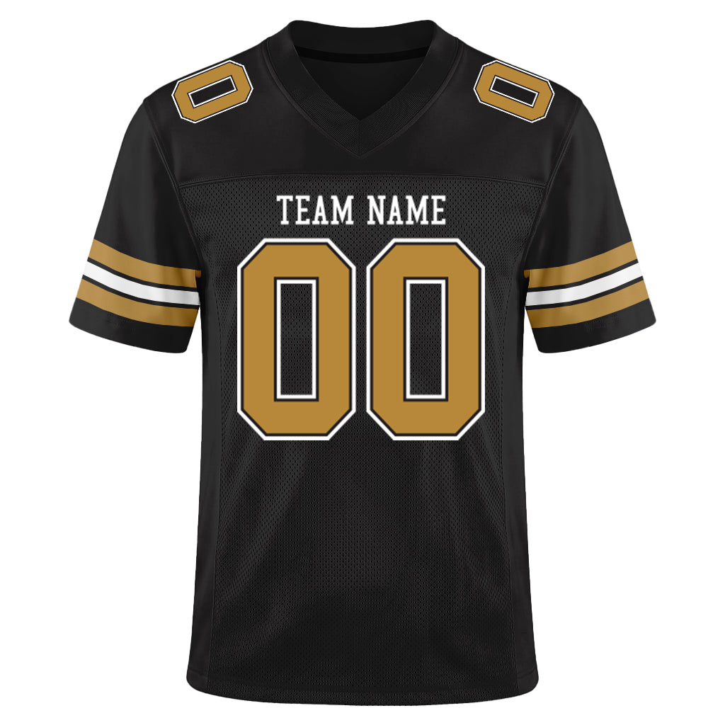 Custom Black Old Gold-White Custom Name Football Jerseys For Men & Women
