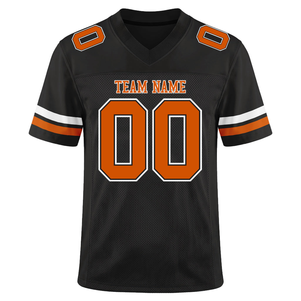 Custom Black Texas Orange-White Custom Name Mesh Football Jersey