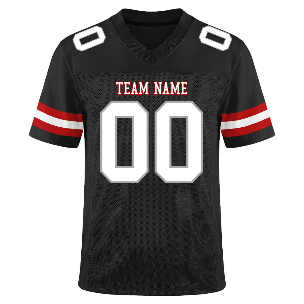 Custom Black White-Gray Custom Name Mesh Football Jersey