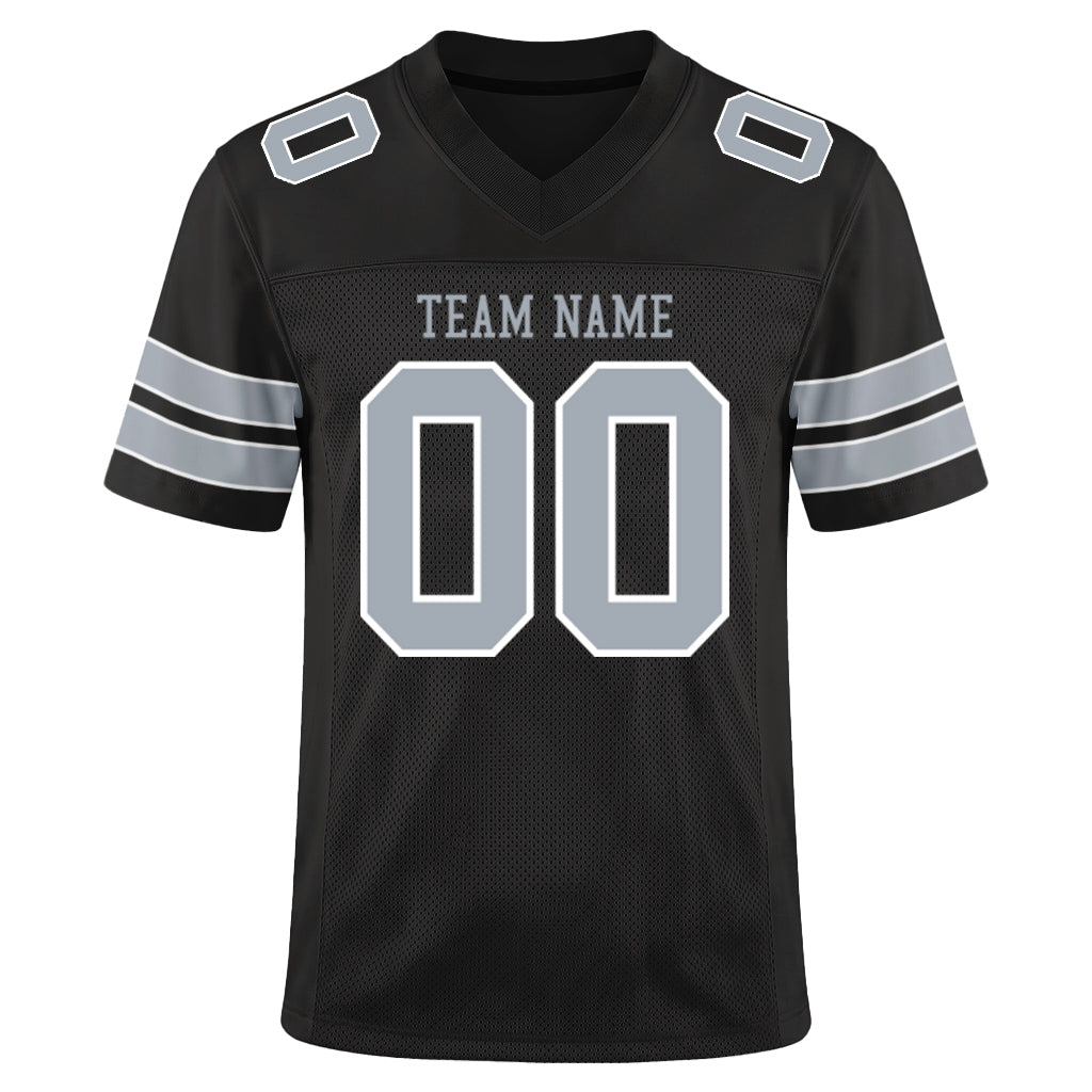 Custom Black Silver-White Mesh Football Jersey