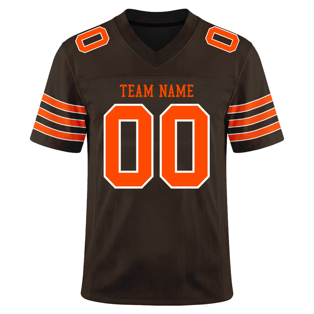 Custom Brown Orange-White Football Jersey