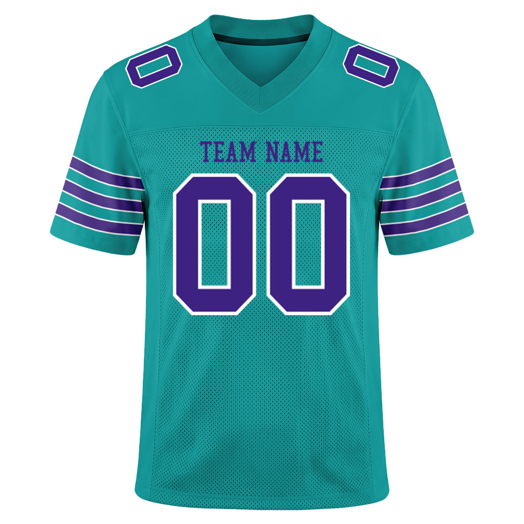 Custom Aqua Purple-White Custom Name Mesh Football Jersey