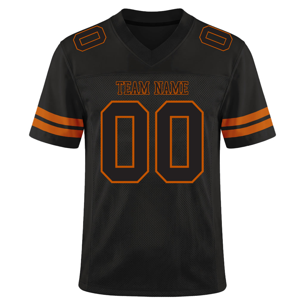 Custom Black Black-Texas Orange Mesh Football Jersey