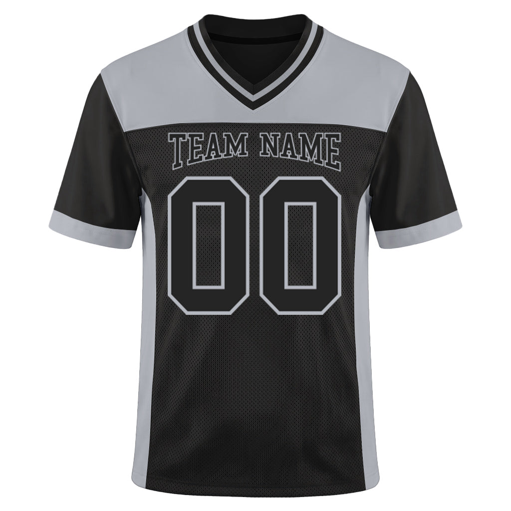 Custom Black Gray Mesh Football Jersey