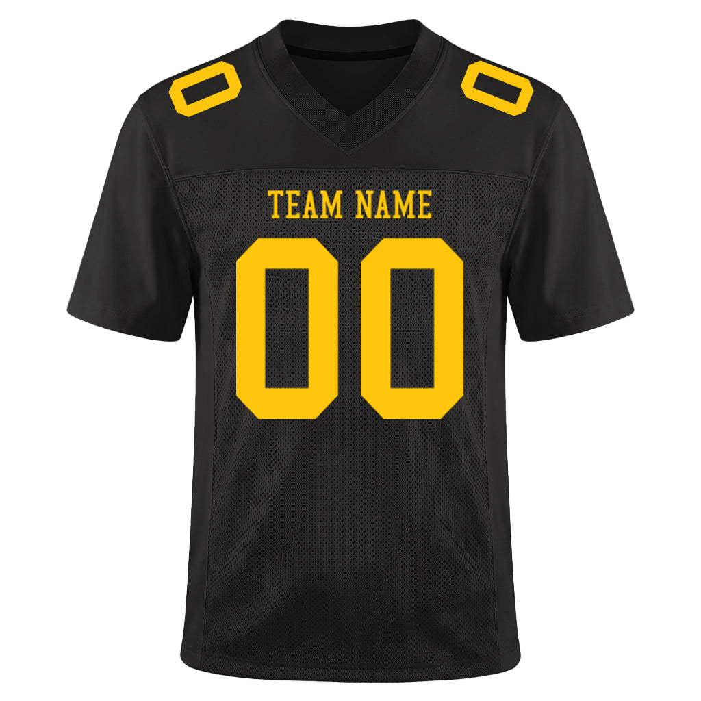 Custom Black Gold Custom Name Mesh Football Jersey