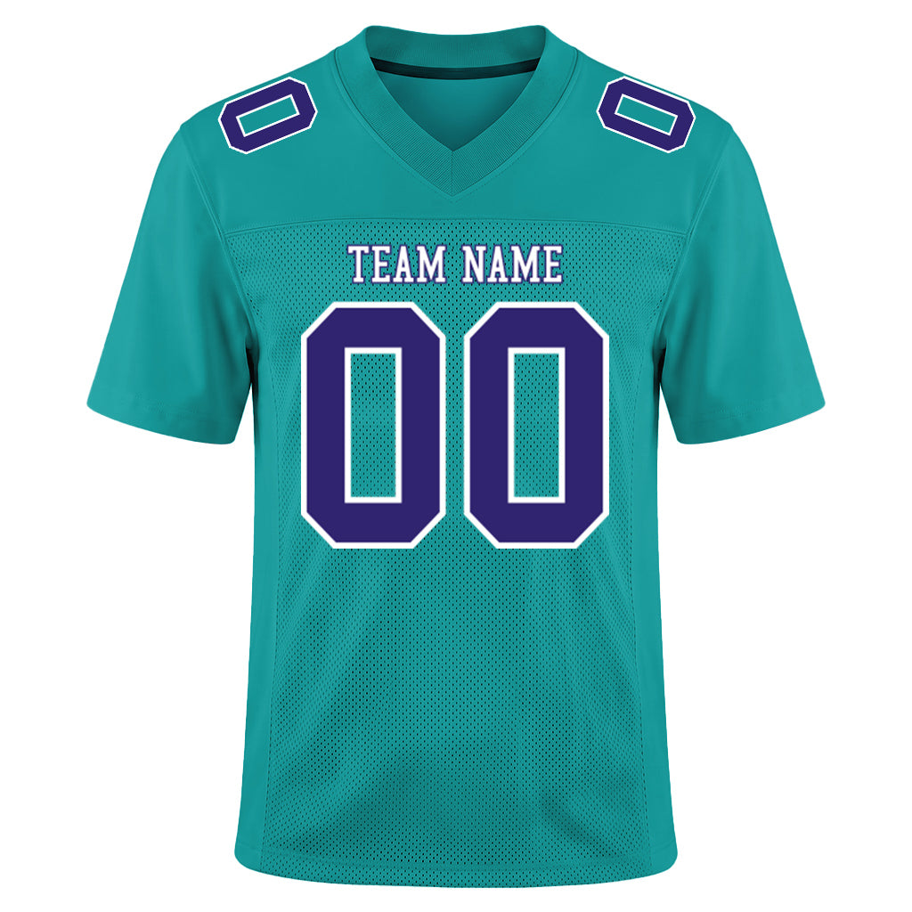 Custom Aqua Purple-White Football Jersey