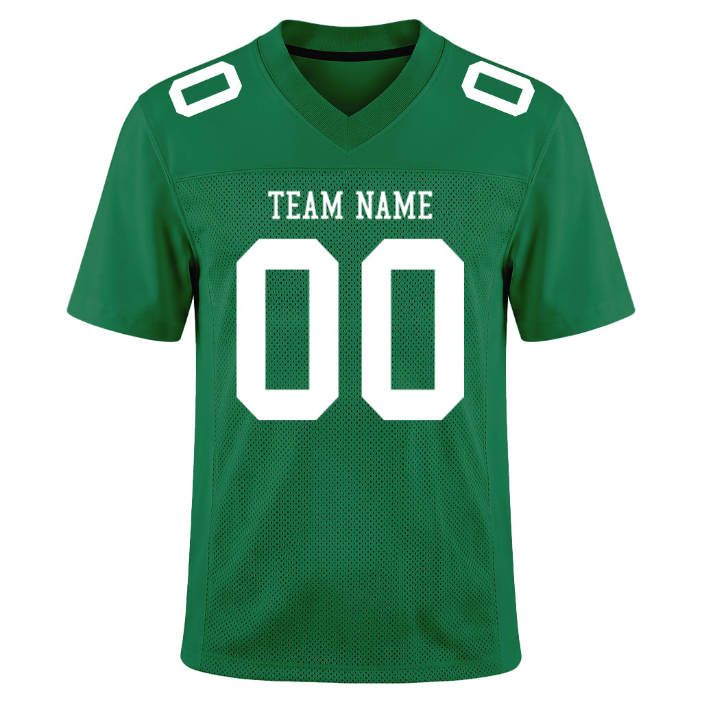 Custom Kelly Green White Mesh Football Jersey