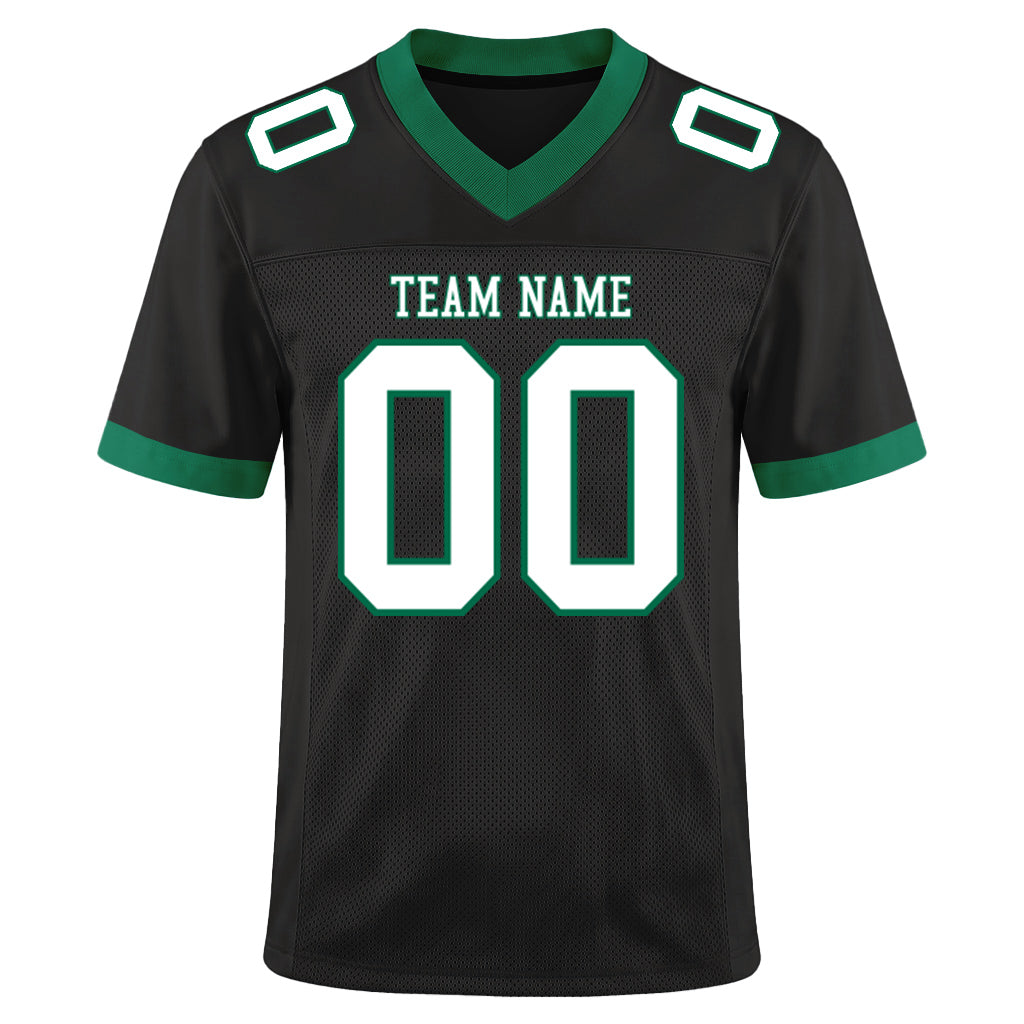 Custom Black White-Kelly Green Mesh Football Jersey